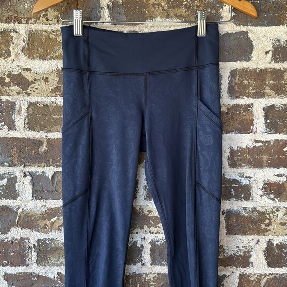 Lululemon Speed Tight Ruched Leggings Navy Paisley - Picture 4 of 7